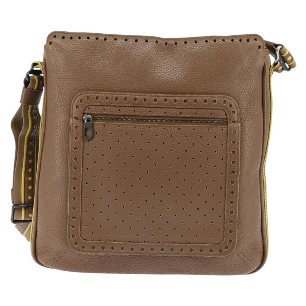 Bottega Veneta Leather Shoulder Bag Punching Brown